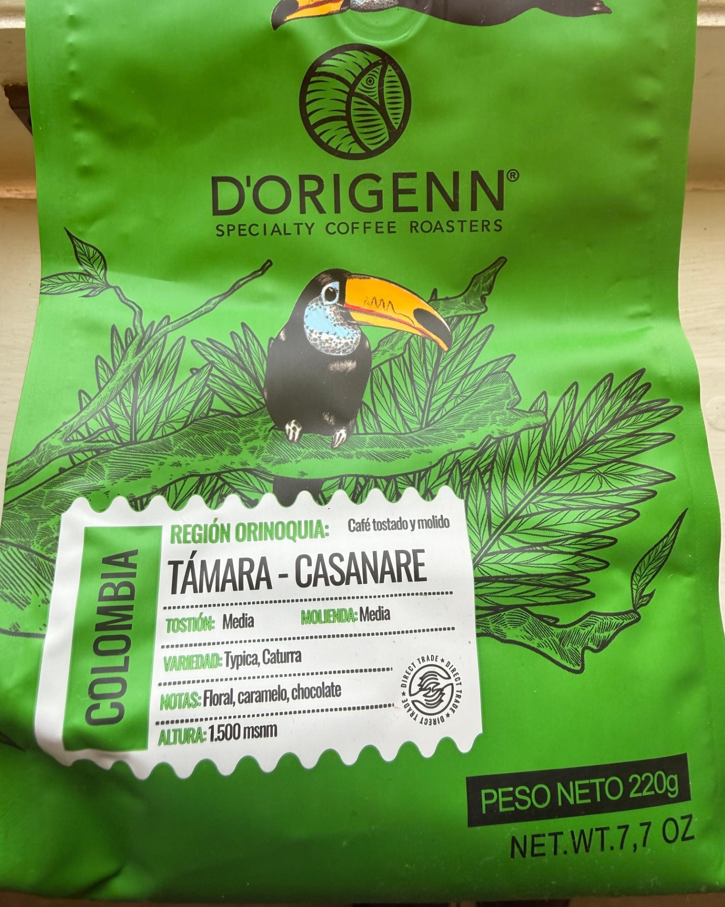 Bolsa DORIGENN ofrecida por Origen Ritual Coffee — Támara — Casanare