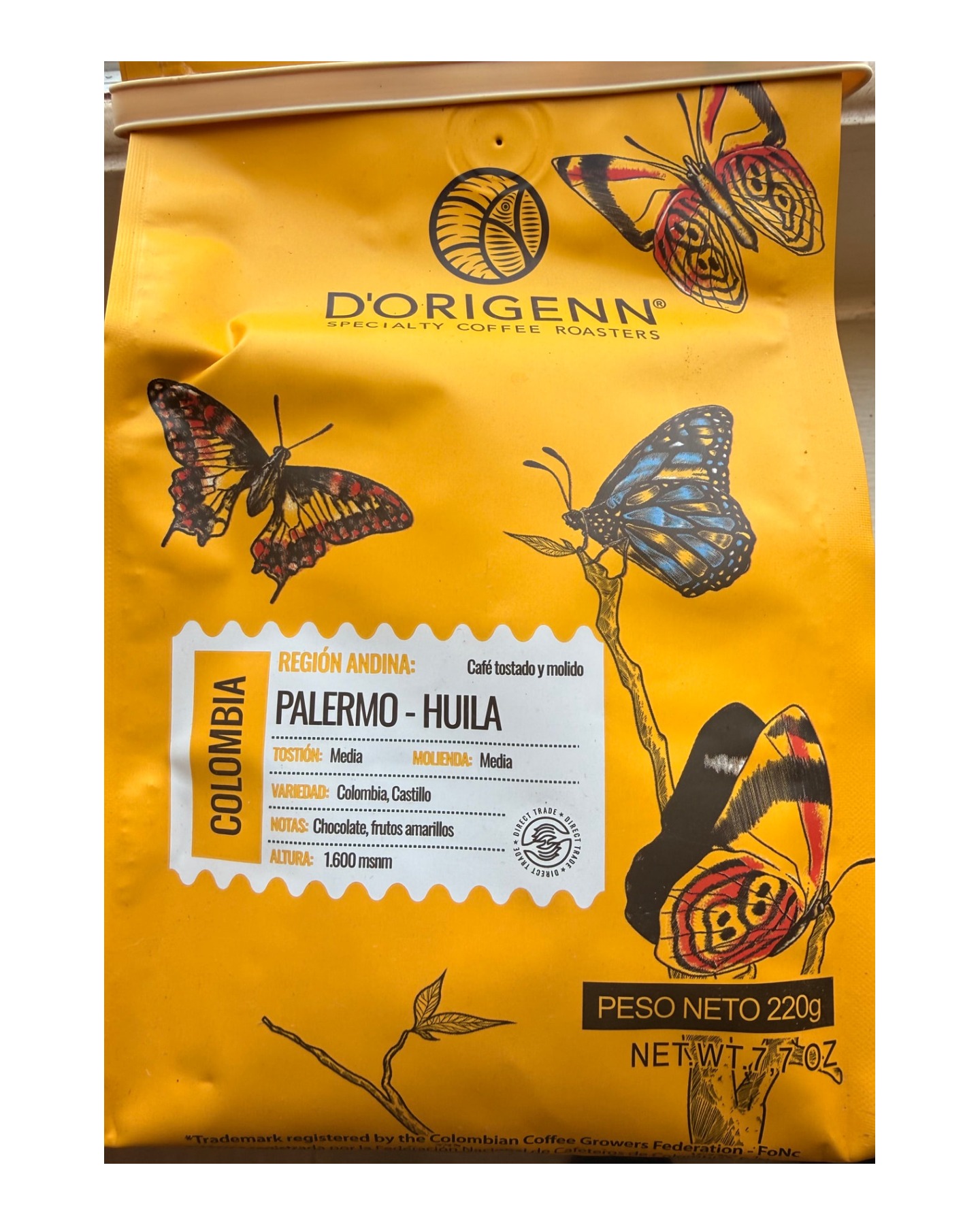 Bolsa DORIGENN ofrecida por Origen Ritual Coffee — Palermo — Huila